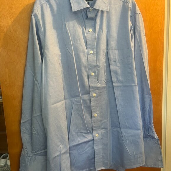 Cotton Classic Blue Cufflink Button Down // Club Room Slim Fit Men's Size X - Picture 4 of 6